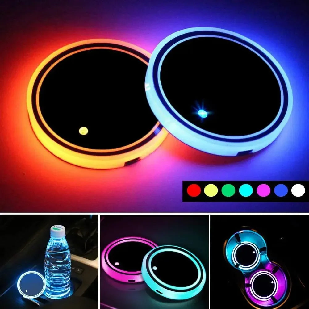LED Car Cup Holder Light – RGB Light Up Cup Holder with Color Changing Lights for Car Interior