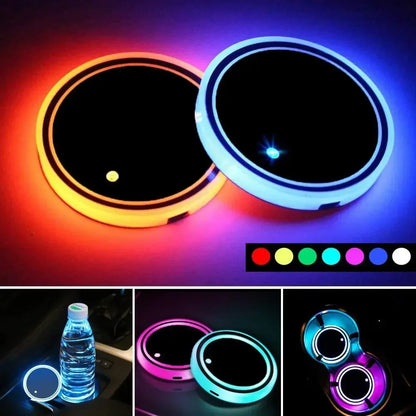 LED Car Cup Holder Light – RGB Light Up Cup Holder with Color Changing Lights for Car Interior
