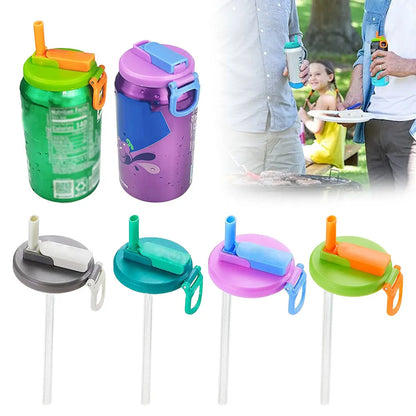 Reusable Soda Lid Cover with Straw | Spill-Proof Drink Cap for Cans, Juice, Water, Travel & Kids