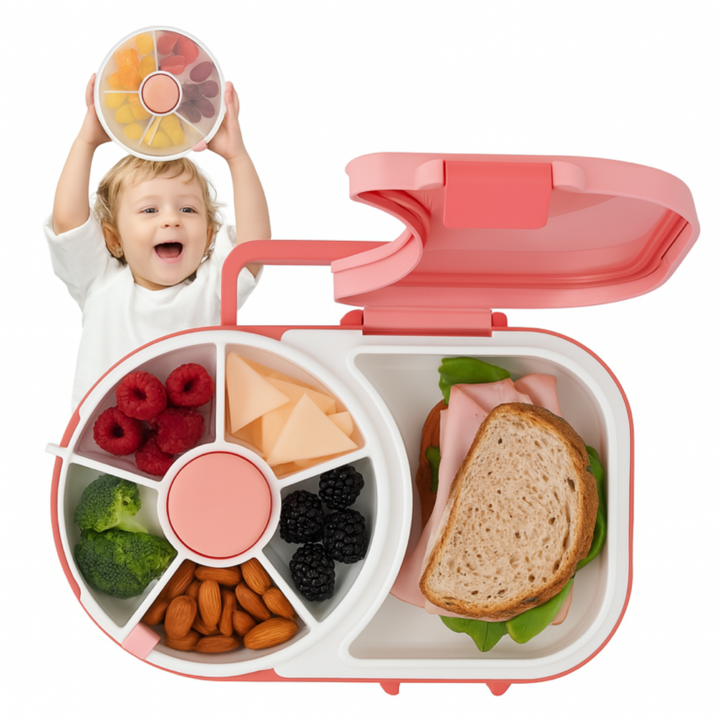 Rotating Kids Lunchbox – Leakproof Bento Tray with Compartments for School Snacks & Meals