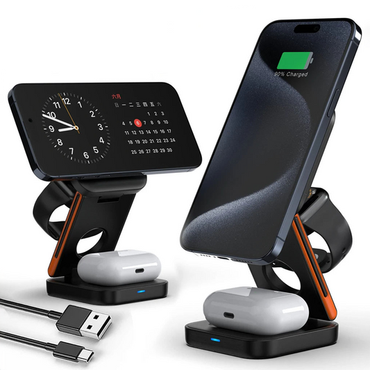 3 in 1 Foldable Charging Station for iPhone, Apple Watch & AirPods – Wireless Fast Charger Dock