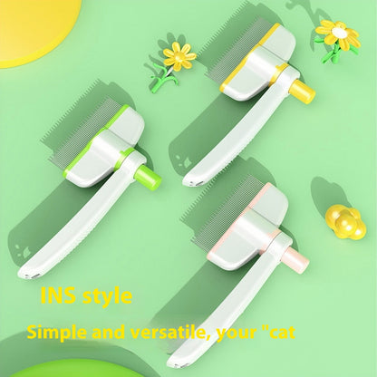 Self-Cleaning Pet Grooming Comb for Cats and Dogs - Hair Removal Brush, Flea Removal, Deshedding Tool for Long Hair Pets