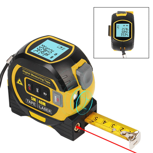 3 in 1 Laser Rangefinder LCD Display with Backlight Distance Meter Building Measurement Device Tape Measure Ruler