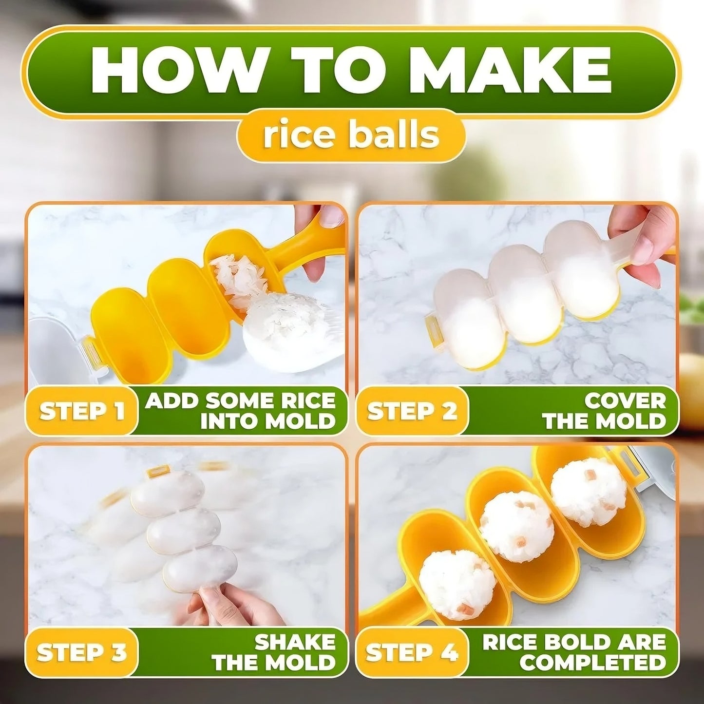 Rice Ball Maker Mold – Non-Stick Sushi Onigiri Shaper Tool for Easy Bento & Snack Prep
