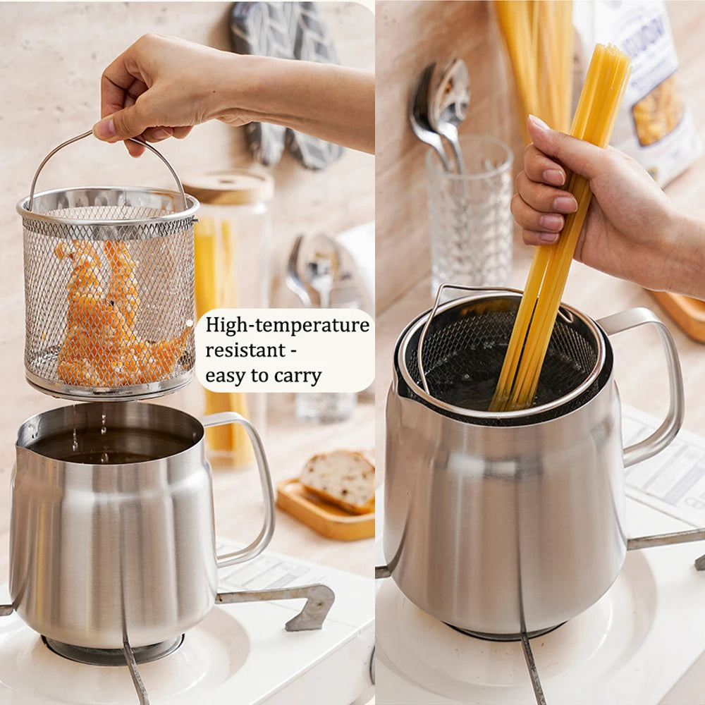 Frying Pot – Non-Stick Deep Fryer for Cooking, Oil Pot with Lid for Home Kitchen, & Frying Food