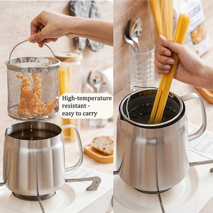Frying Pot – Non-Stick Deep Fryer for Cooking, Oil Pot with Lid for Home Kitchen, & Frying Food