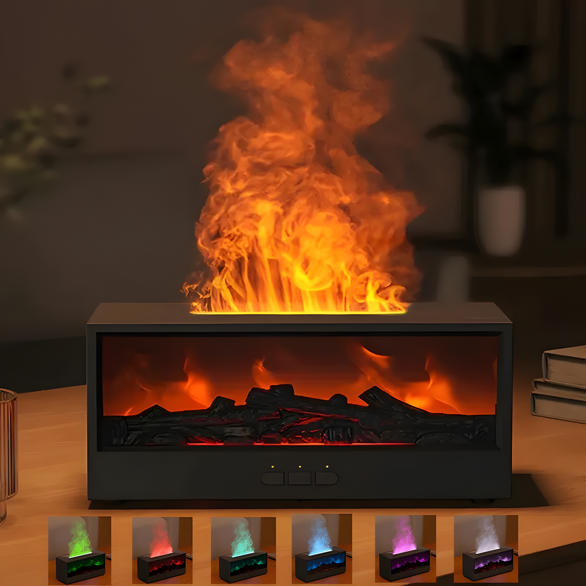 Flame Effect Aroma Diffuser, 150ml Ultrasonic Humidifier with Fireplace Glow