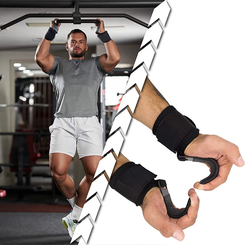 Weight Lifting Hooks with Wrist Straps – Heavy Duty Gym Grip Support for Deadlifts, Pull-Ups, and Weightlifting Training