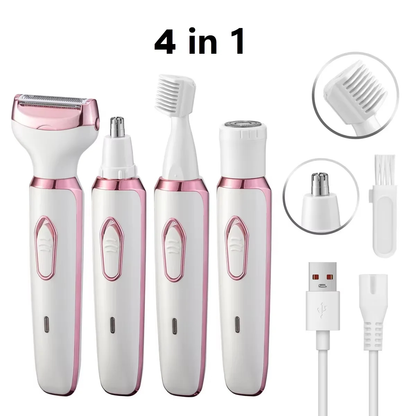 Women's Rechargeable Body Shaver, 4 in 1 Cordless Trimmer for Legs and Bikini