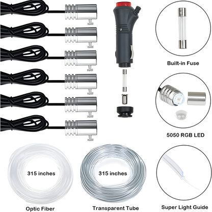 Car Interior LED Strip Lights, App Controlled RGB Fibre Optic Ambient Kit