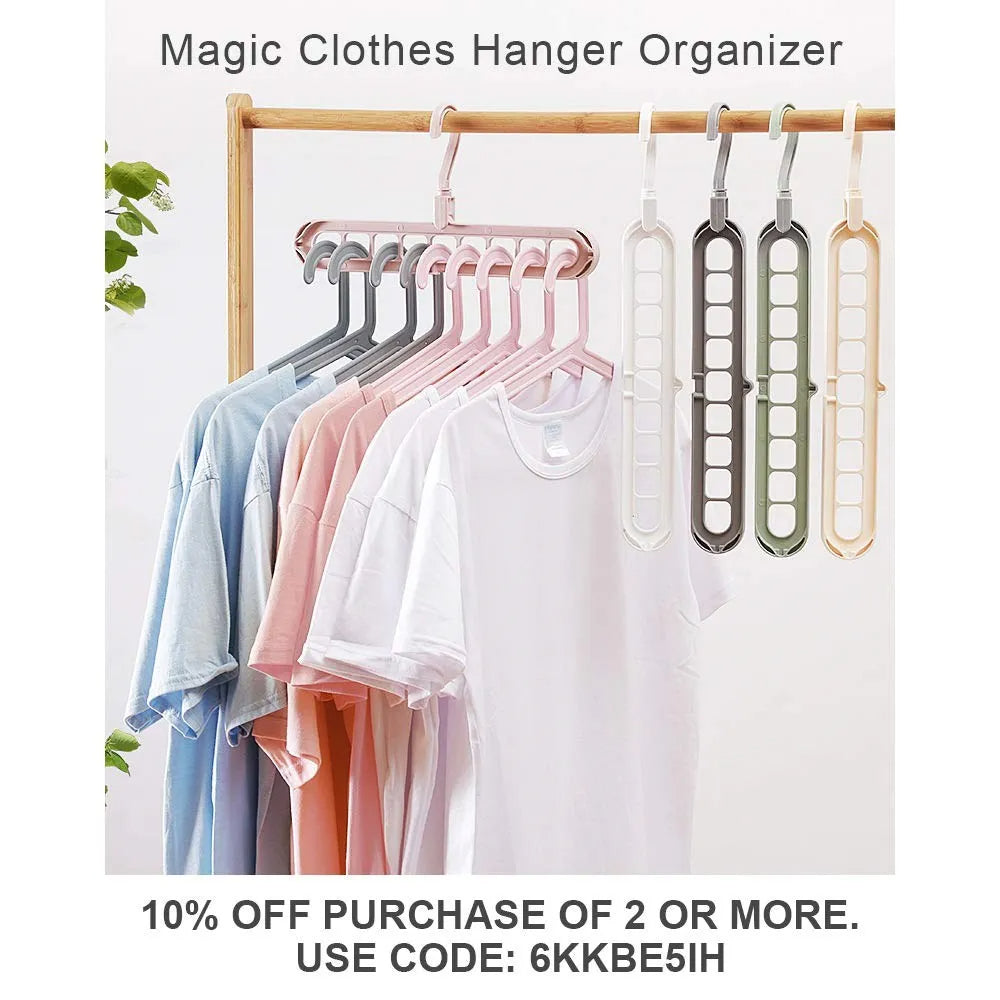9 in 1 Smart Hanger – Space Saving Clothes Organizer for Closet, Foldable Multi-Port Hangers
