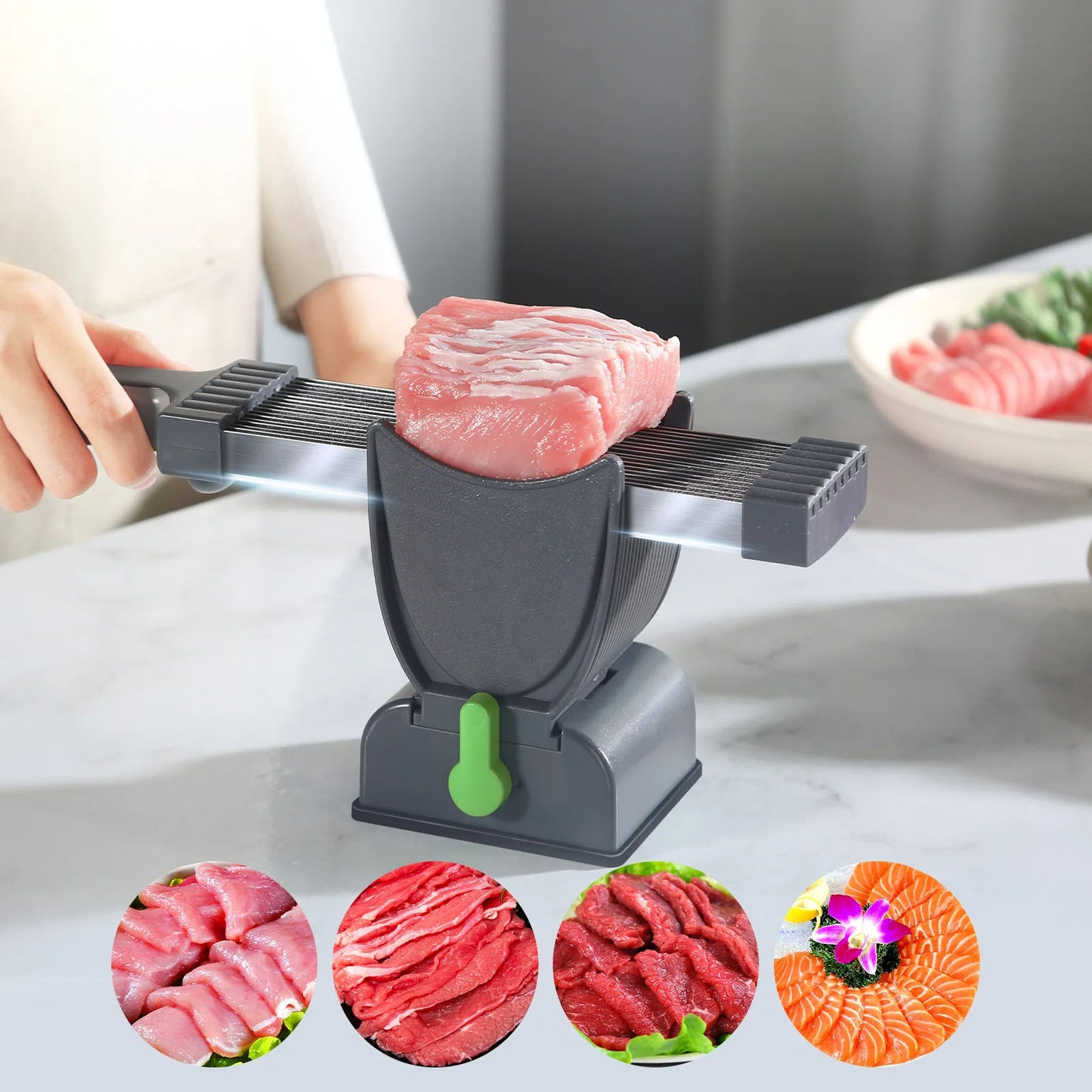 Stainless Steel Fresh Meat Slicer Cutter | Manual Frozen Meat Slicing Machine for Home Kitchen
