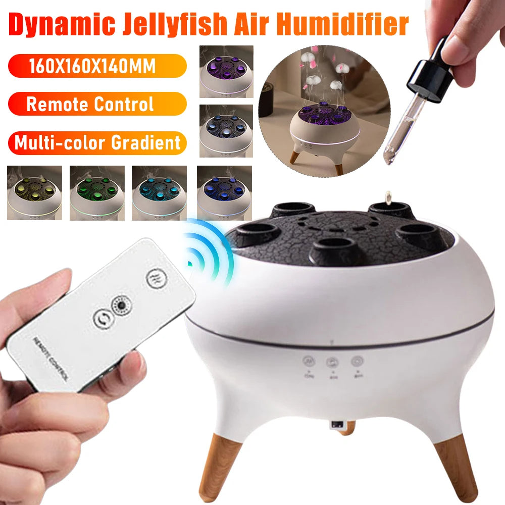 Jellyfish Diffuser – LED Color Changing Aromatherapy Essential Oil Diffuser with Realistic Floating Jellyfish for Home Decor