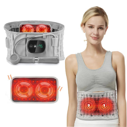Inflatable Lumbar Support Belt with Heat and Vibration, Adjustable Back Brace