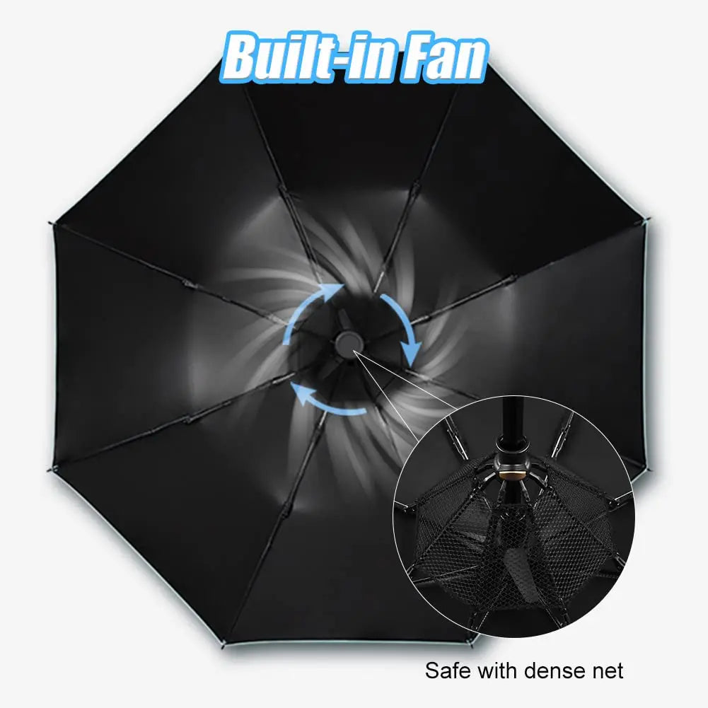Portable Umbrella with Fan & Misting – Cooling Sun Shade for Outdoor Travel & Summer Heat