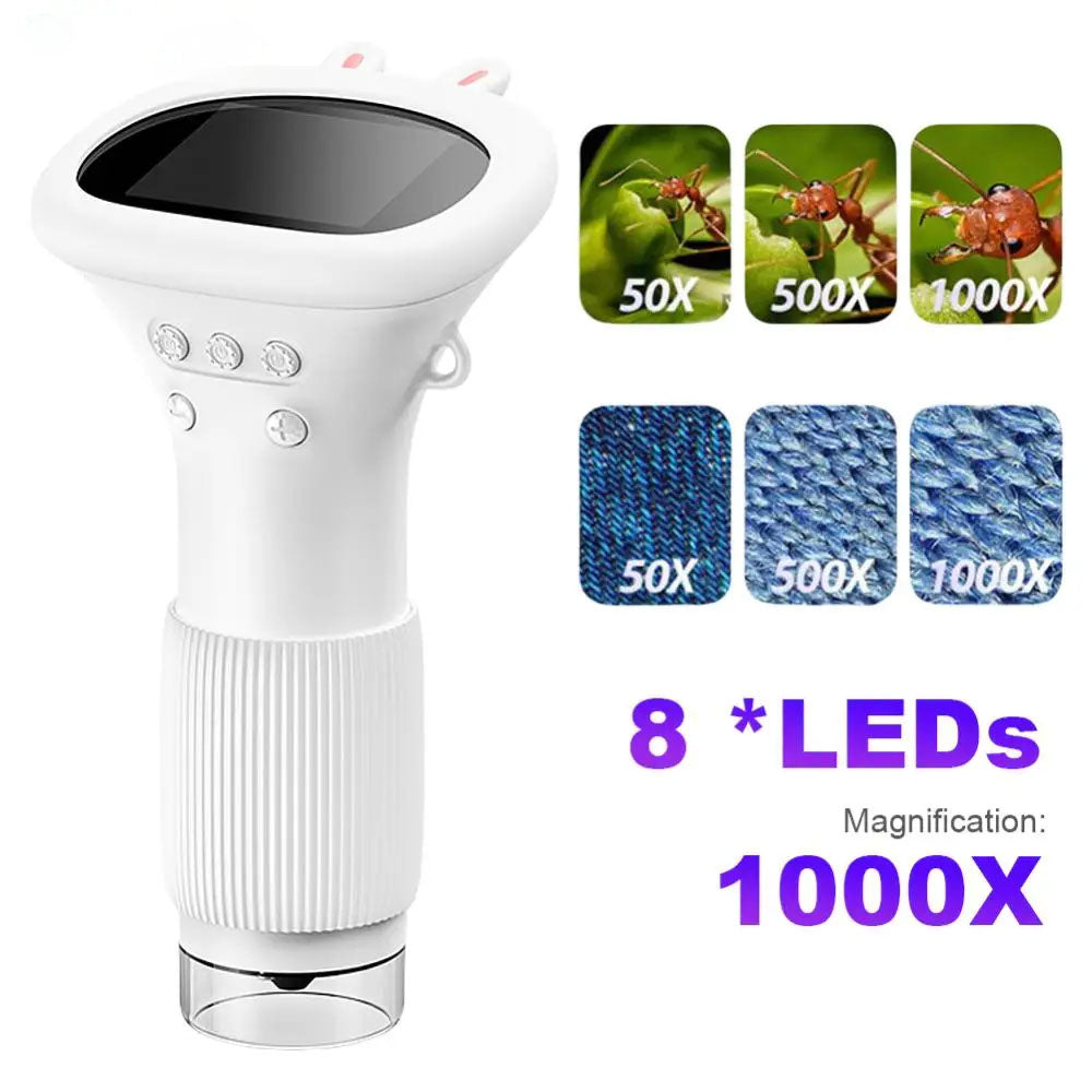 Portable Handheld Digital Microscope with LCD Screen – 1000X Zoom USB Rechargeable Science Tool for Kids & Adults