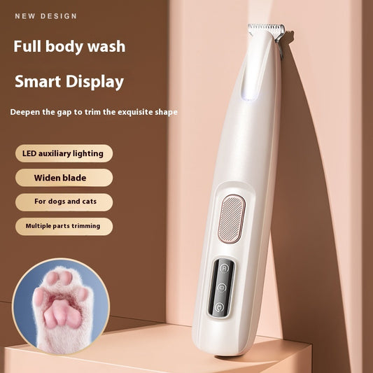 Waterproof Dog Paw Trimmer with LED Light – Pet Hair Clippers for Grooming & Widen Blade Design