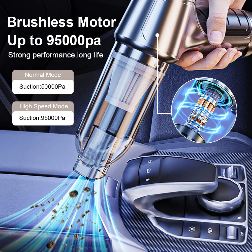 Car Vacuum Cleaner 95000PA Strong Suction Portable Wireless Vacuum Cleaner Powerful Blower 2 in 1 Handheld Car Vacuum Cleaner