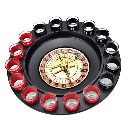 Shot Roulette Drinking Game with Glasses | Party Game for Adults, Fun Bar Tabletop Spinner Set