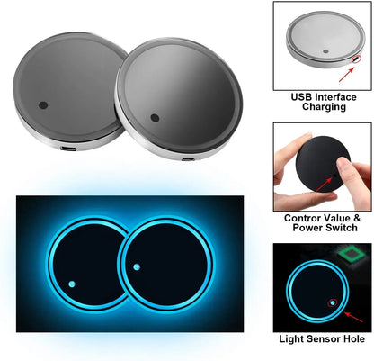 LED Car Cup Holder Light – RGB Light Up Cup Holder with Color Changing Lights for Car Interior