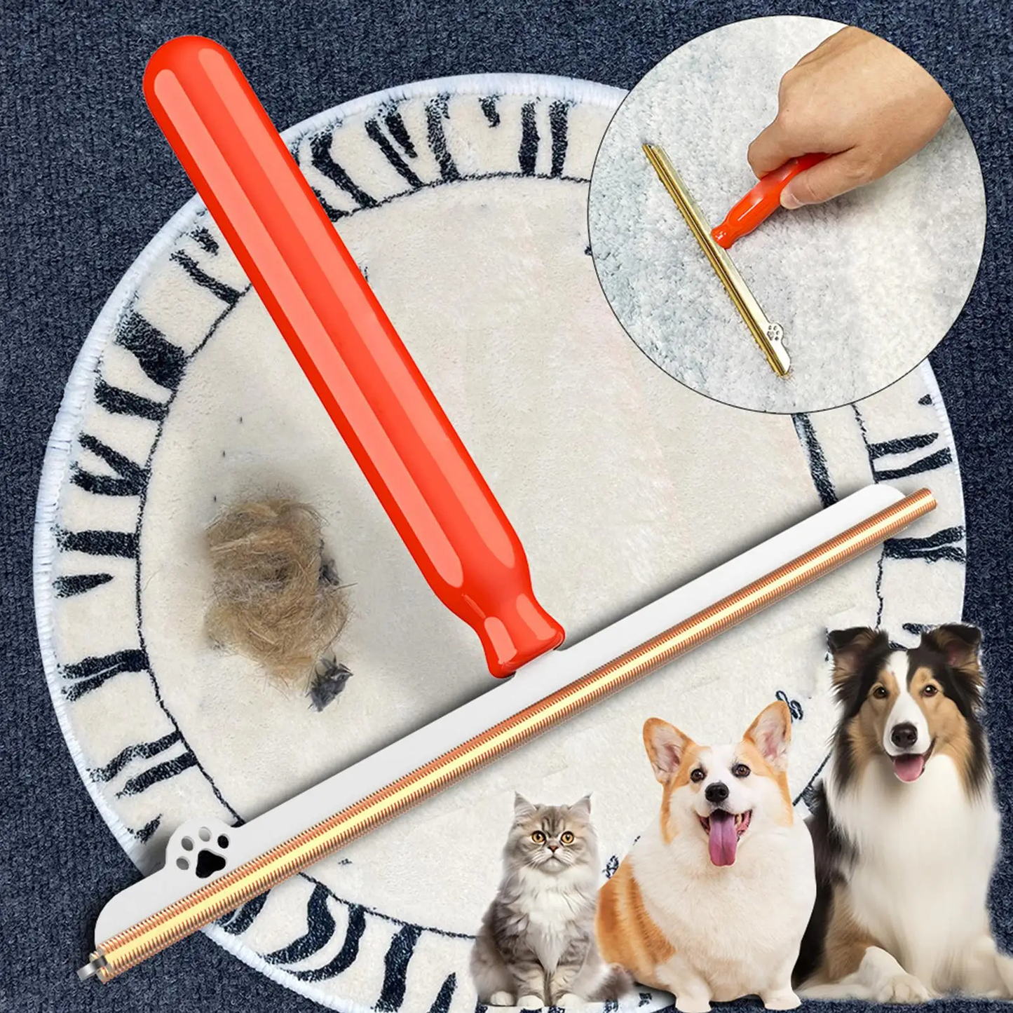 Reusable Pet Hair Remover Roller for Carpet and Upholstery, No Refills Needed
