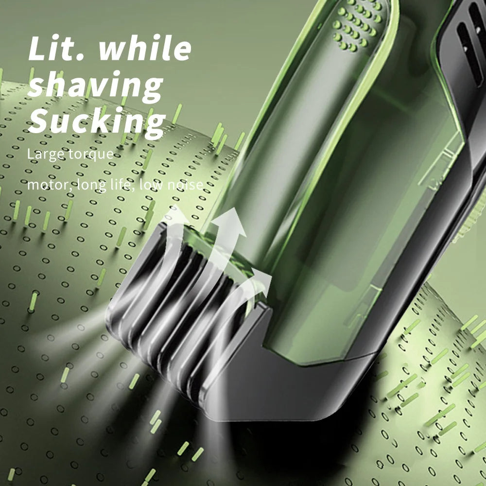 Vacuum Beard Trimmer for Men – Cordless Rechargeable Hair Clipper with Built-in Suction System