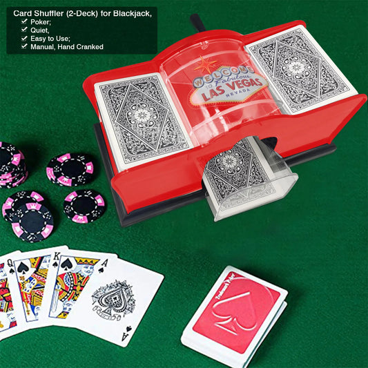 Card Shuffling Machine – Automatic 1 or 2 Deck Shuffler, Battery Operated, Easy to Use for Poker & Card Games