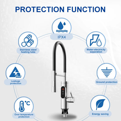 Instant Electric Water Heater Kitchen Faucet, Tankless Hot Water Tap