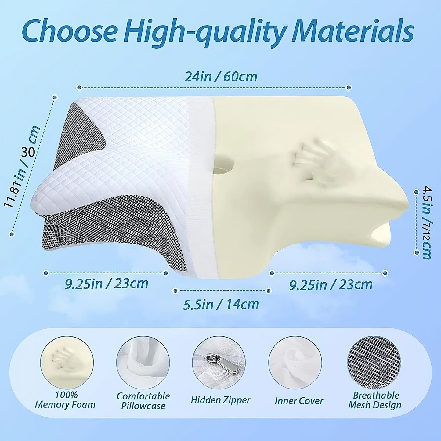 Orthopedic Memory Foam Cervical Pillow – Neck Support Pillow for Pain Relief & Better Sleep