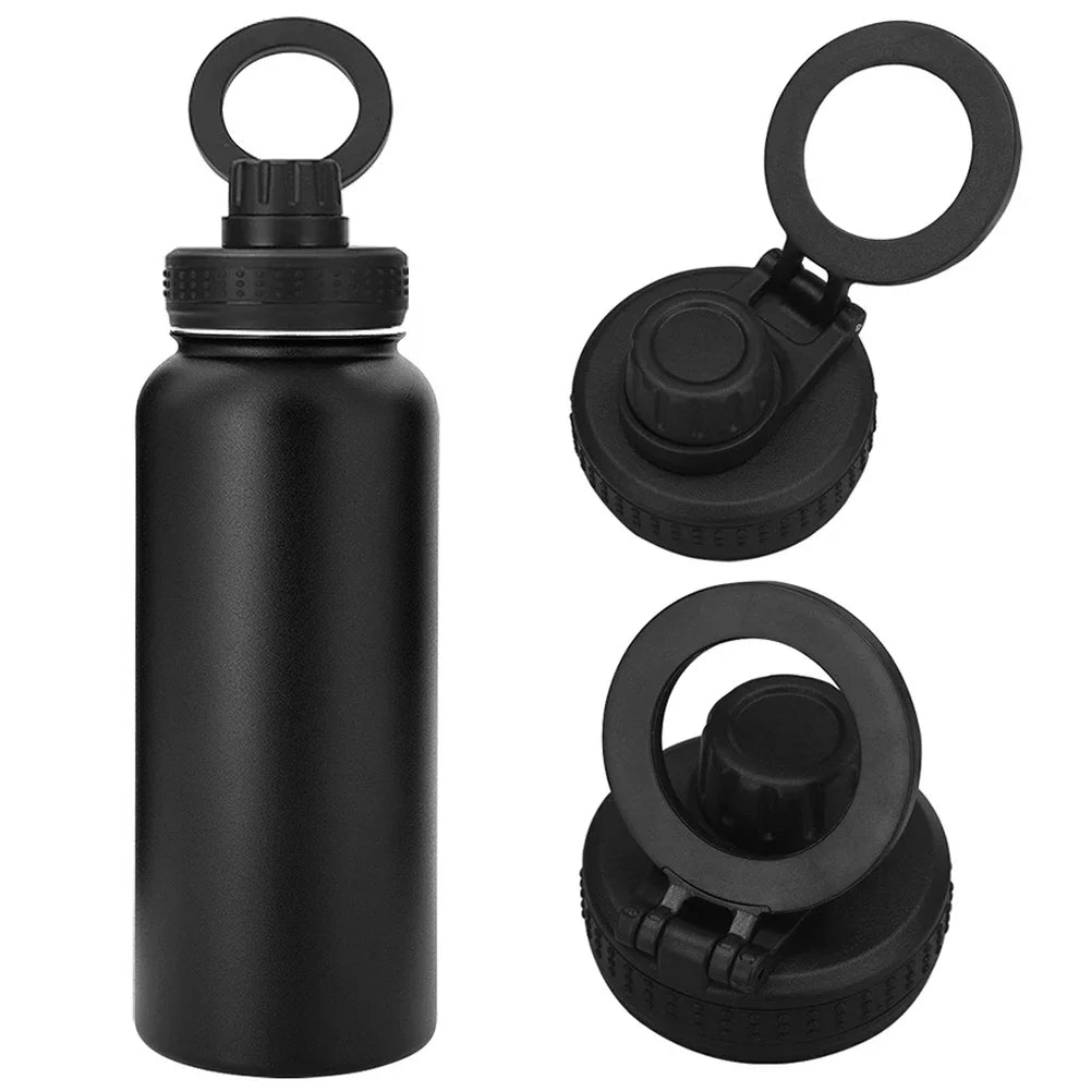 Fitness Enthusiasts Magnetic Phone Holder Insulated Cup Stainless Steel Water Bottle