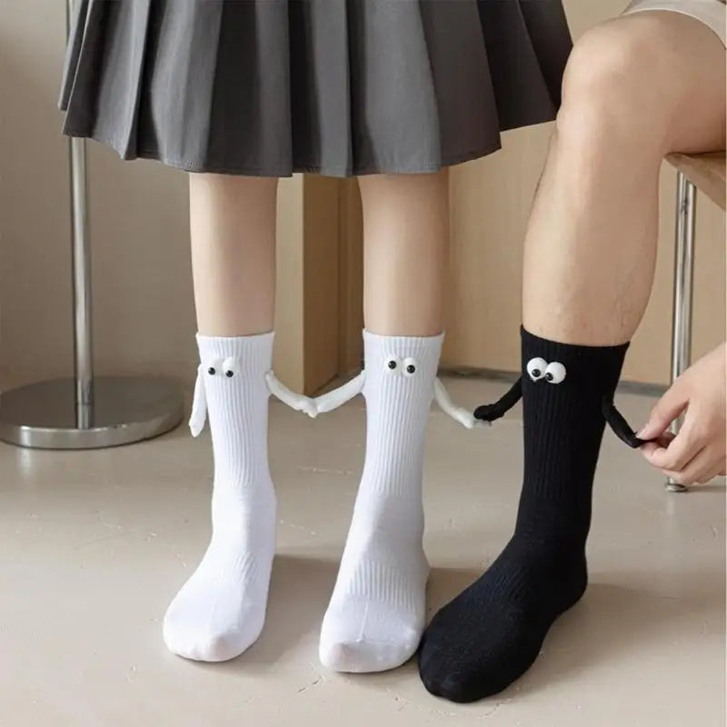 Woman Socks - 1 Pair Socks - Cartoon Socks -Black & White Funny Couple Socks for Women