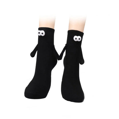 Woman Socks - 1 Pair Socks - Cartoon Socks -Black & White Funny Couple Socks for Women