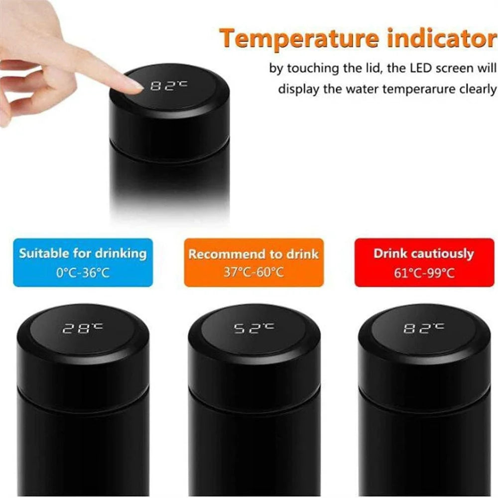 Stainless steel thermos bottle with digital temperature display, Intelligent temperature measurement cup