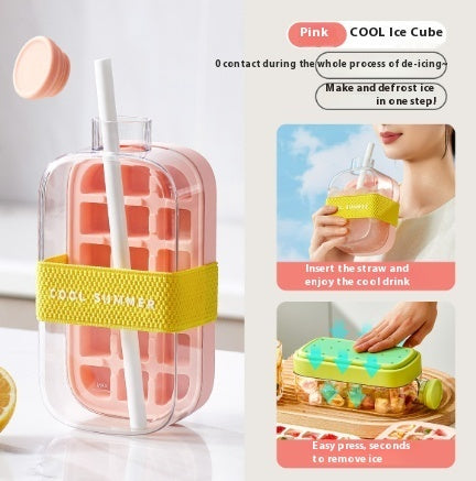 Portable One-Click Instant Ice Maker Cup – Stylish Cooling Mug with Straw & Curling Mold for Drinks
