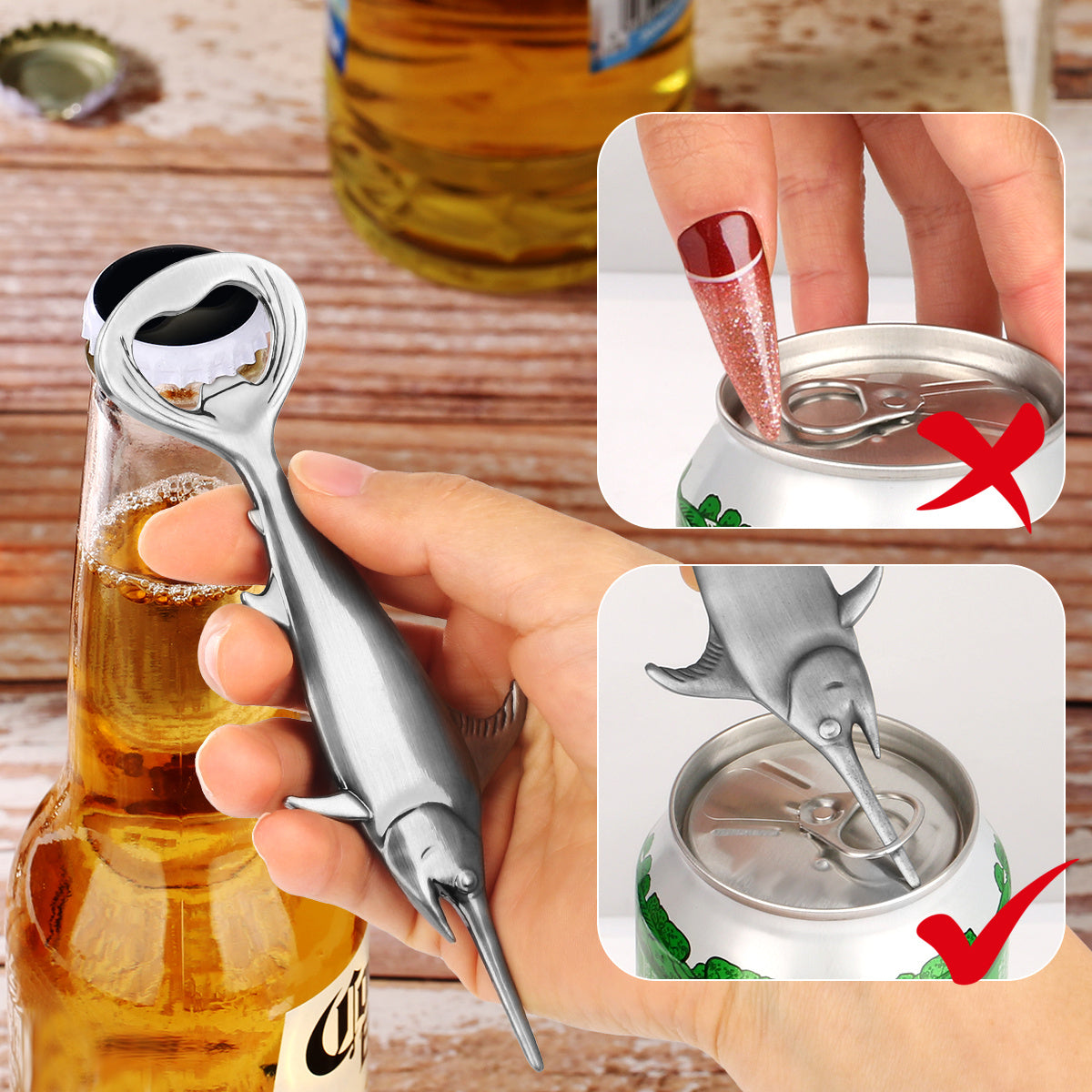 Creative Swordfish Metal Beer Bottle Opener – Unique Kitchen Bar Accessory, Beer Gifts & Gadgets