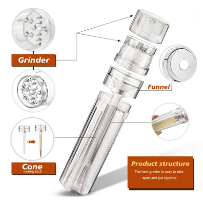 3 in1 Portable Tobacco Filling Grinding Storage Integrated Set Dry Herb Roller Paper Pipes for Grinder Grass Smoking Tools