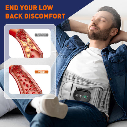 Inflatable Lumbar Support Belt with Heat and Vibration, Adjustable Back Brace