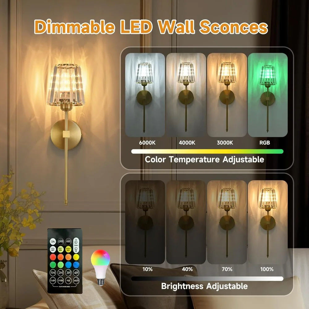 LED RGB Rechargeable Wall Lamp – Wireless Color Changing Modern Night Light for Bedroom & Home Decor