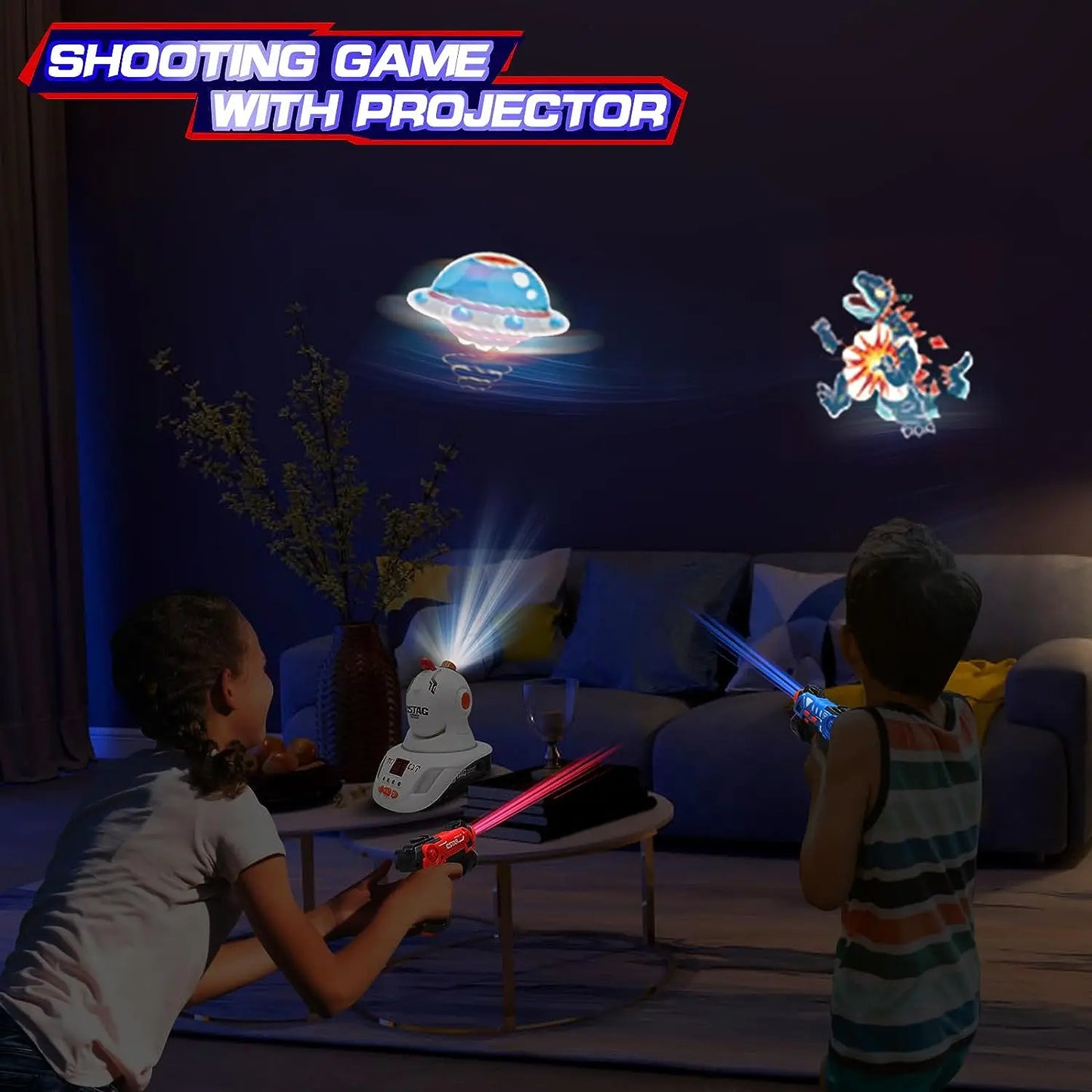 Interactive Projector Shooting Game – Motion Sensor Target Play for Kids with Lights & Sound