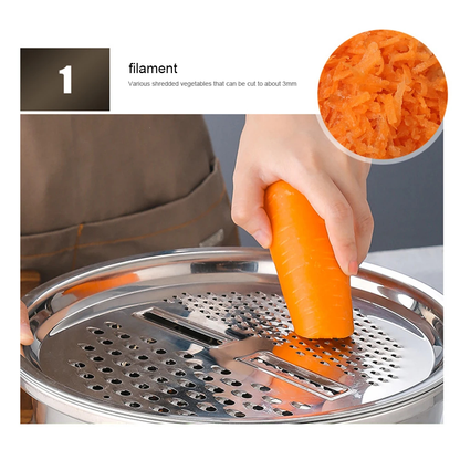 3 Piece Stainless Steel Mixing Bowl Set with Colander and Grater Lid, 26cm