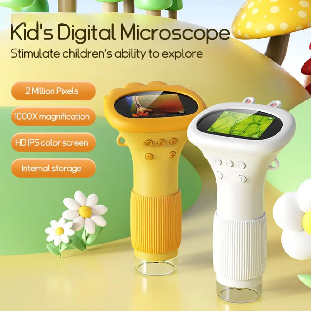 Portable Handheld Digital Microscope with LCD Screen – 1000X Zoom USB Rechargeable Science Tool for Kids & Adults