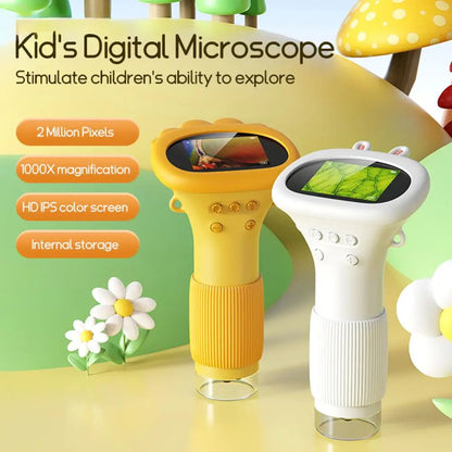 Portable Handheld Digital Microscope with LCD Screen – 1000X Zoom USB Rechargeable Science Tool for Kids & Adults