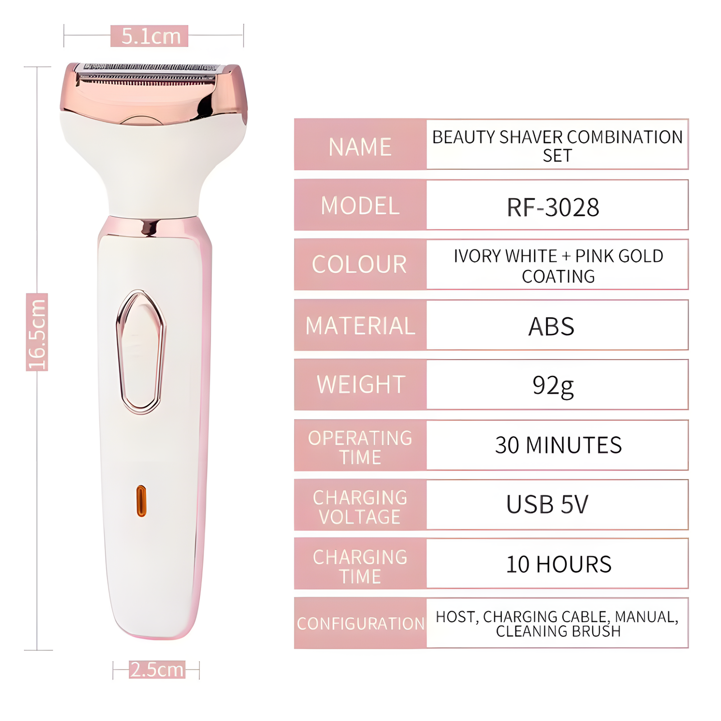 Women's Rechargeable Body Shaver, 4 in 1 Cordless Trimmer for Legs and Bikini