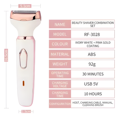 Women's Rechargeable Body Shaver, 4 in 1 Cordless Trimmer for Legs and Bikini