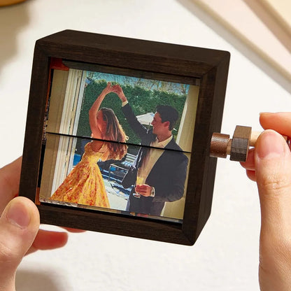 Hand Crank Photo Box – Vintage DIY Photo Album Music Box Gift for Birthday, Anniversary, or Keepsake Display
