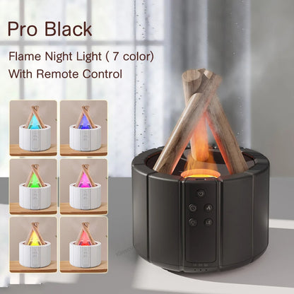 Flame Aroma Diffuser Bonfire Air Humidifier Ultrasonic Cool Mist Maker Fogger LED Essential Oil Lamp Difusor