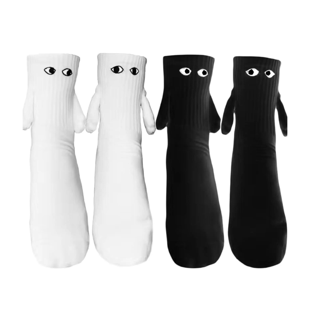 Woman Socks - 1 Pair Socks - Cartoon Socks -Black & White Funny Couple Socks for Women