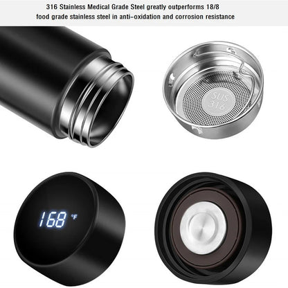 Stainless steel thermos bottle with digital temperature display, Intelligent temperature measurement cup