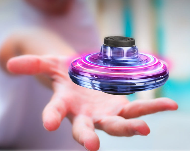 Mini Fingertip Gyro Interactive Decompression Toy Drone LED UFO Type Flying Helicopter Spinner Toy