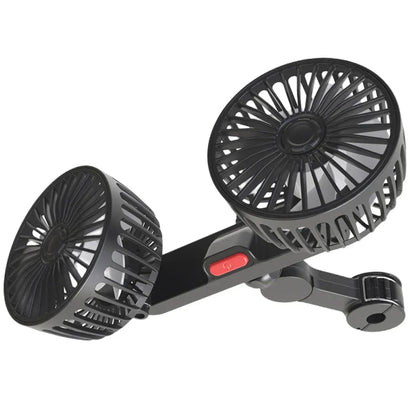 Dual-Head Car Seat Fan – 360° Adjustable Cooling Fan for Rear & Front Seats | USB Powered, Quiet & Strong Airflow